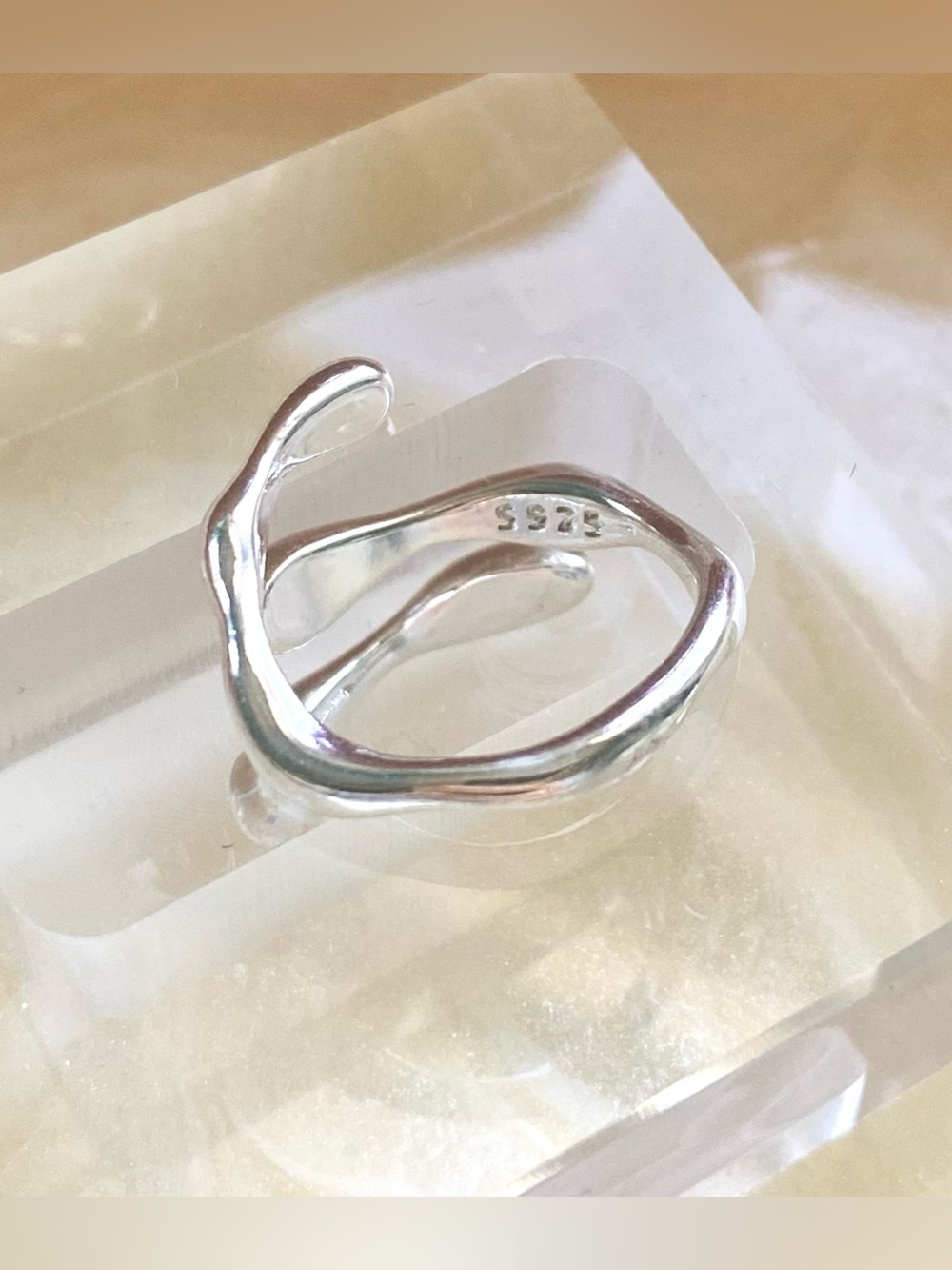 Sterling Silver Fluid Wave Open Ring - Silver - Picture 2 of 4